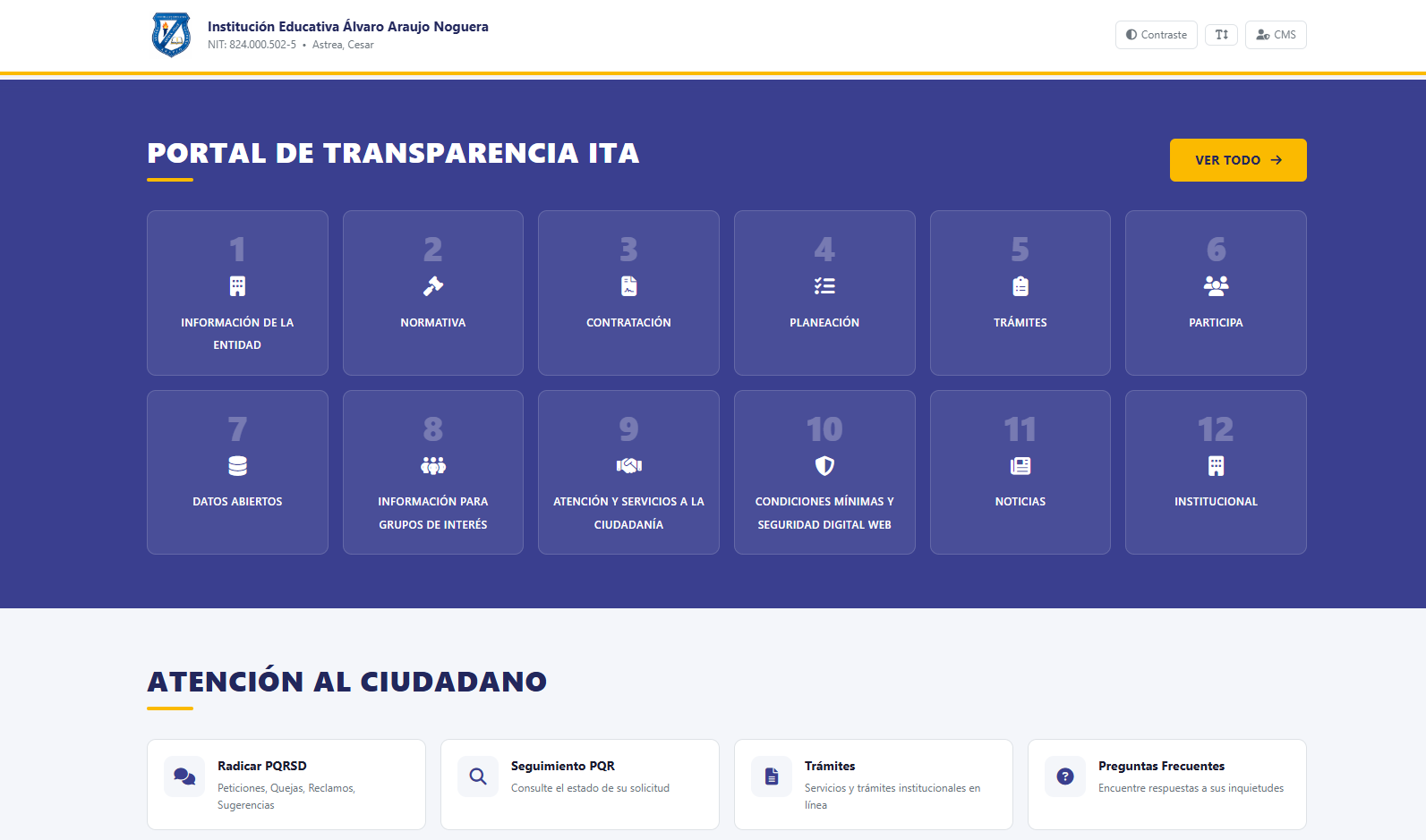 La Institución Educativa Álvaro Araújo Noguera moderniza su portal web institucional